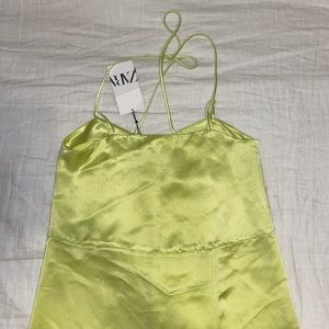 ZARA lime green flowy dress
